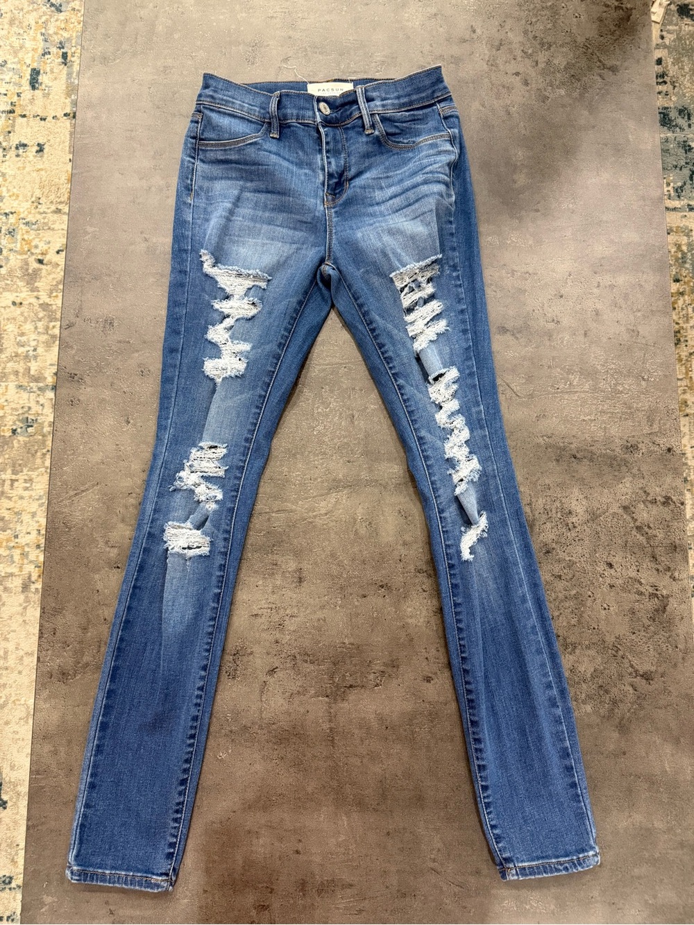 PacSun Women's Ripped Skinny Jeans - Blue